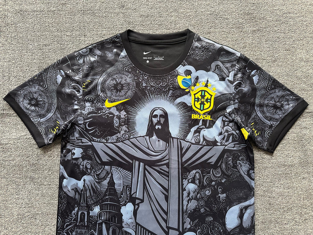 Brazil Christ Redeamer Black Football Jersey - Special Edition