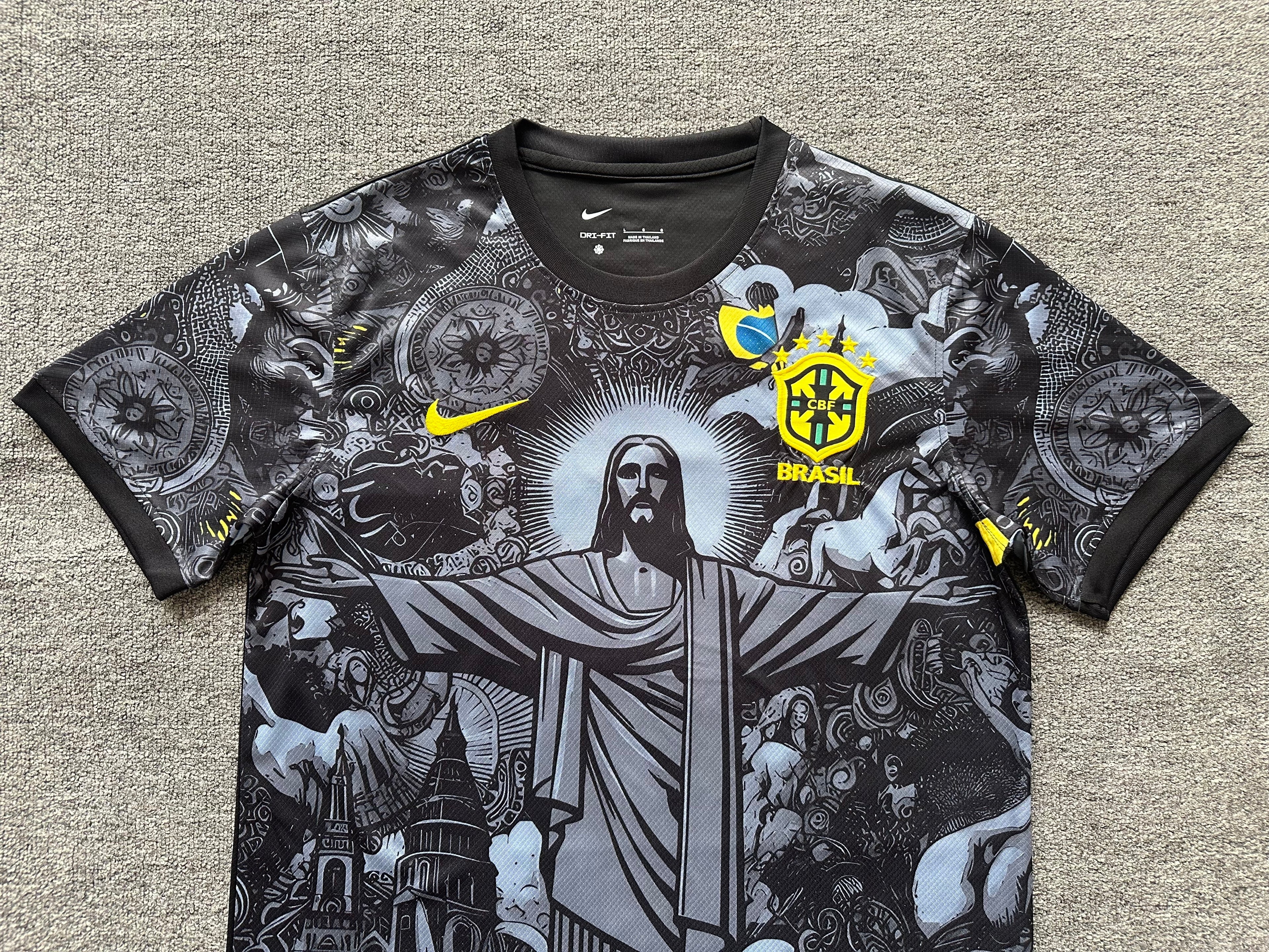 Brazil Christ Redeamer Black Football Jersey - Special Edition