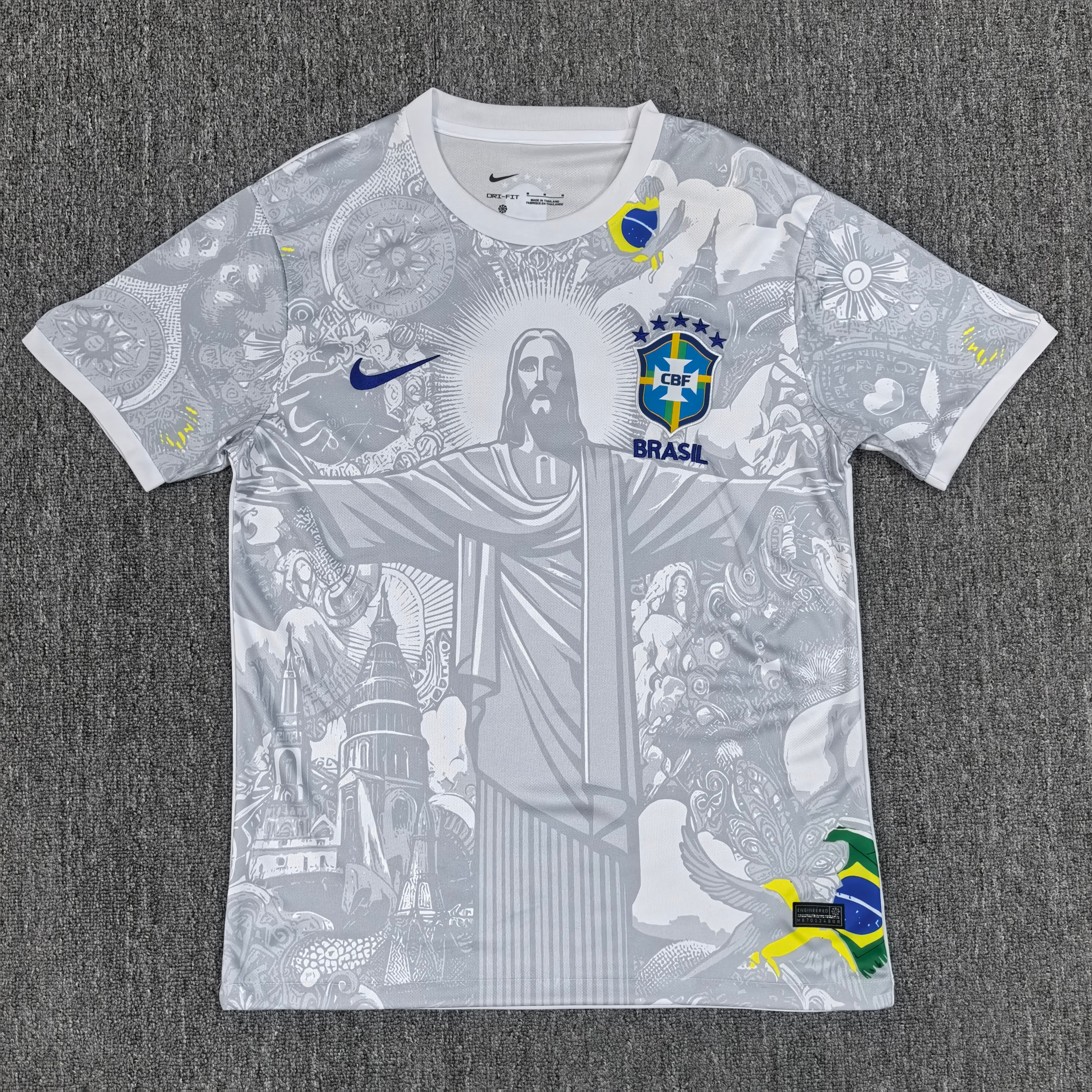 Brazil Christ Redeamer White Football Jersey - Special Edition