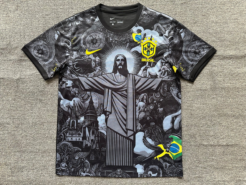 Brazil Christ Redeamer Black Football Jersey - Special Edition