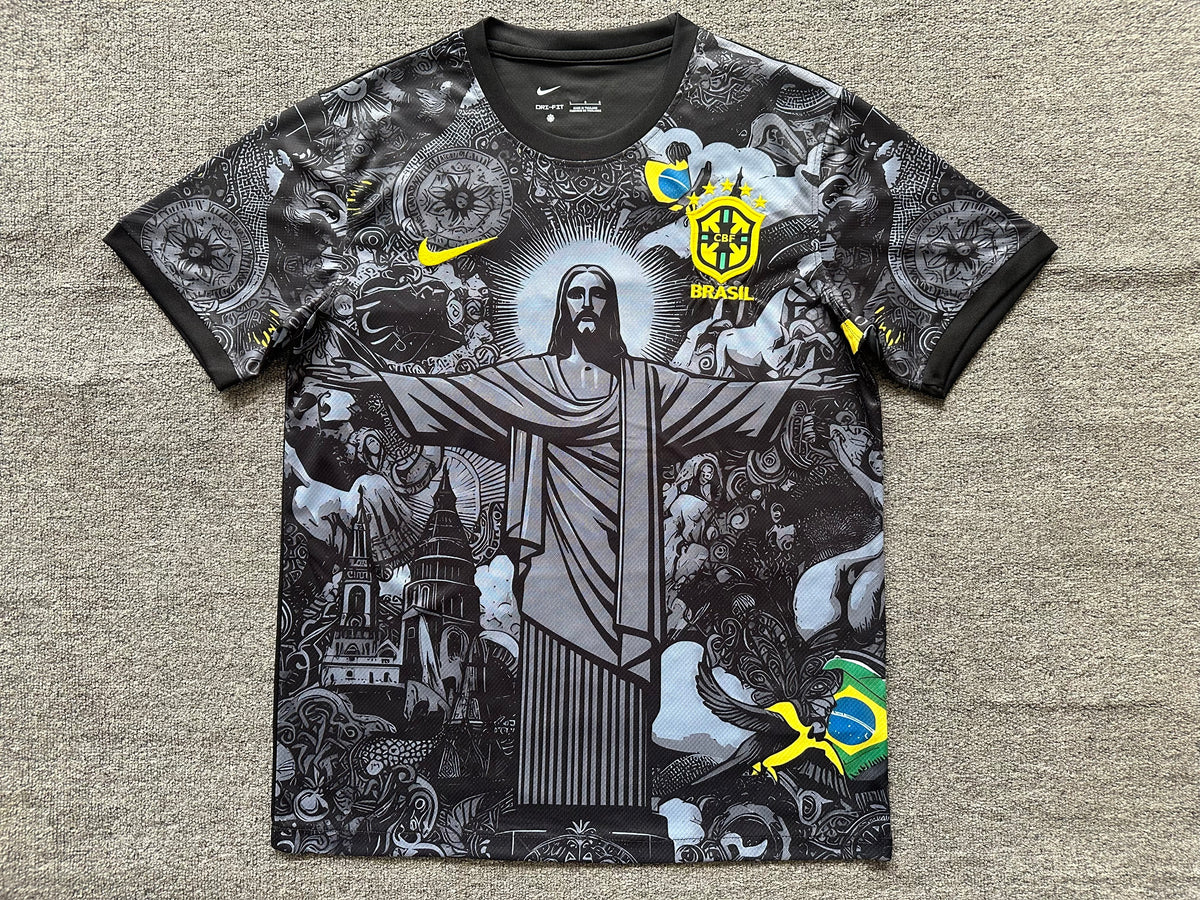 Brazil Christ Redeamer Black Football Jersey - Special Edition