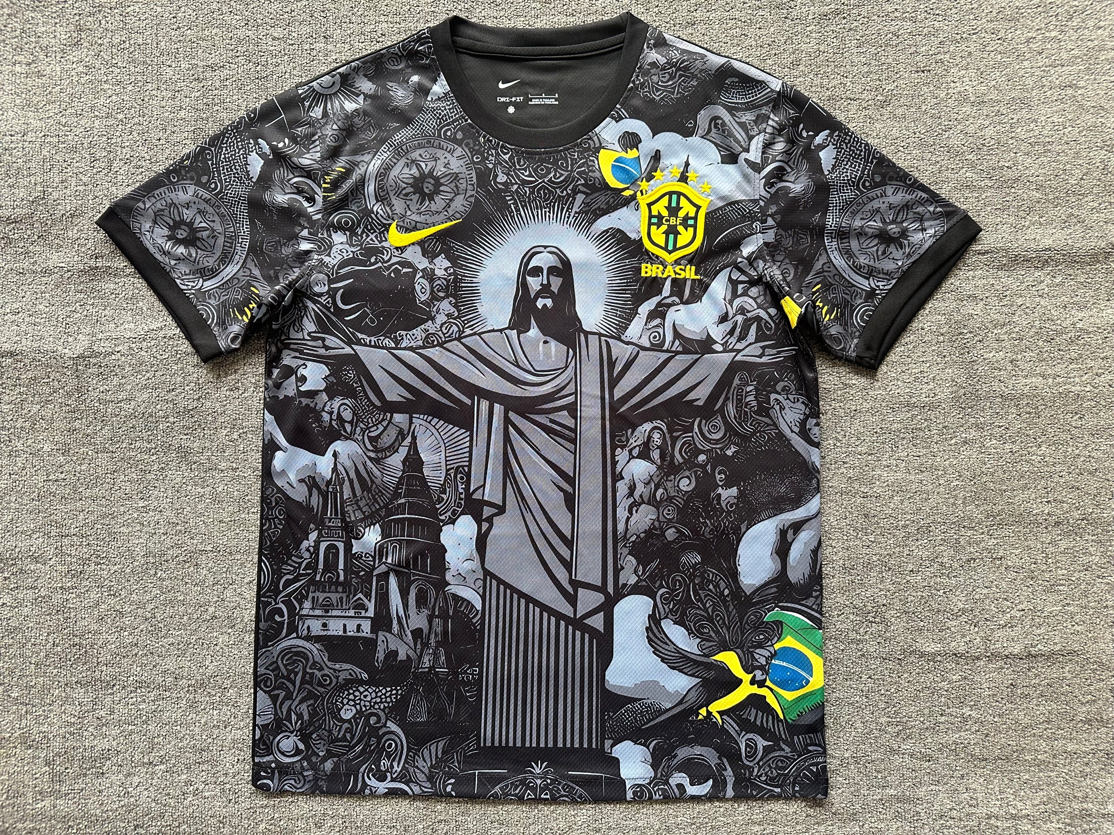 Brazil Christ Redeamer Black Football Jersey - Special Edition