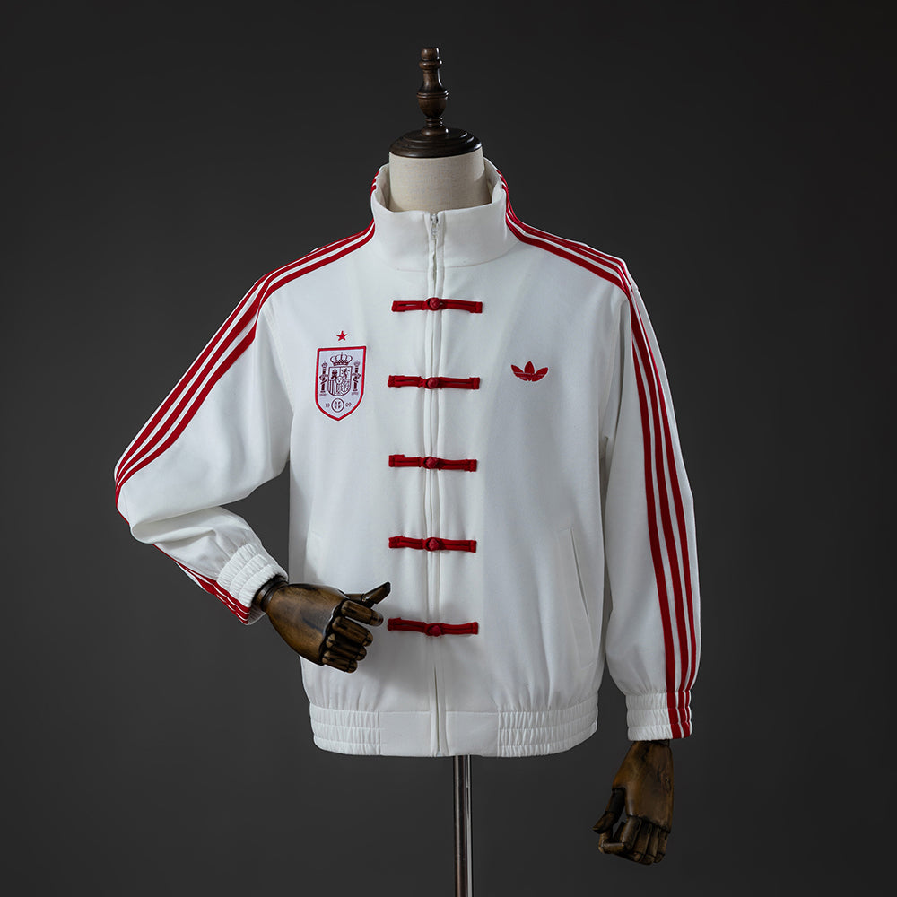 Spain White Adidas Button Up Jacket