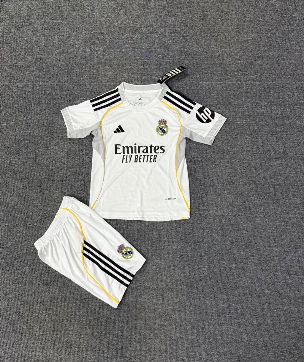 Real Madrid 25/26 Home Kids Full Football Kit